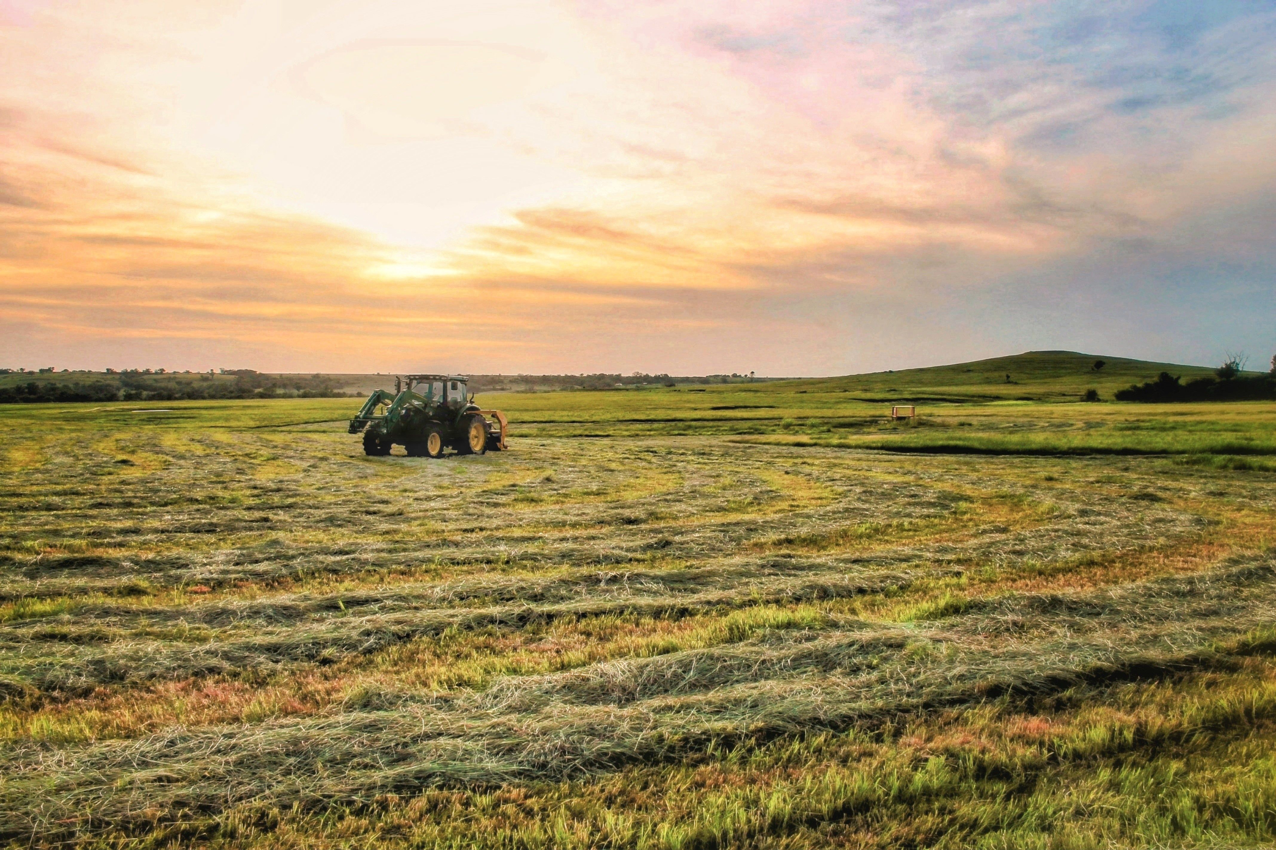 Tractor at sunset